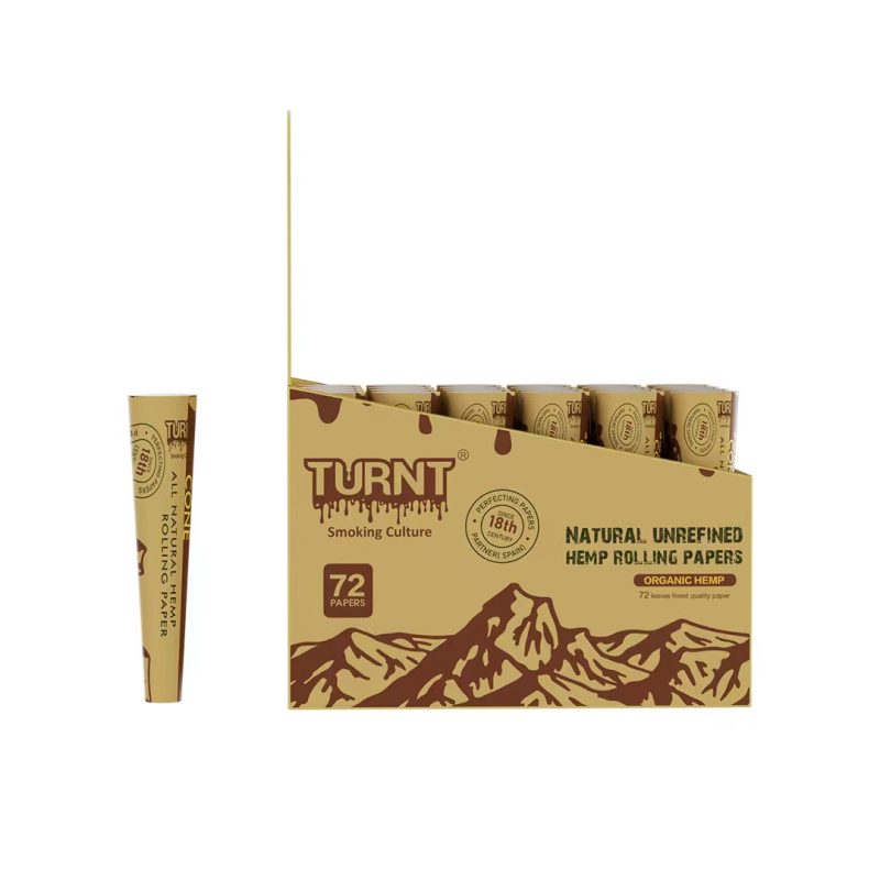 turnt 3 per pack cone natural hemp rolling paper