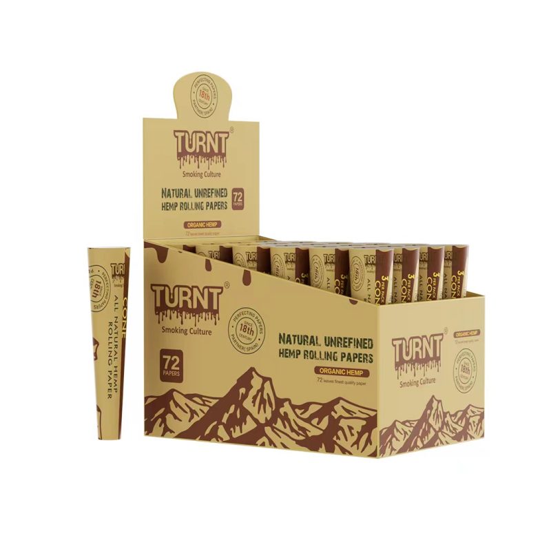 turnt 3 per pack cone natural hemp rolling paper