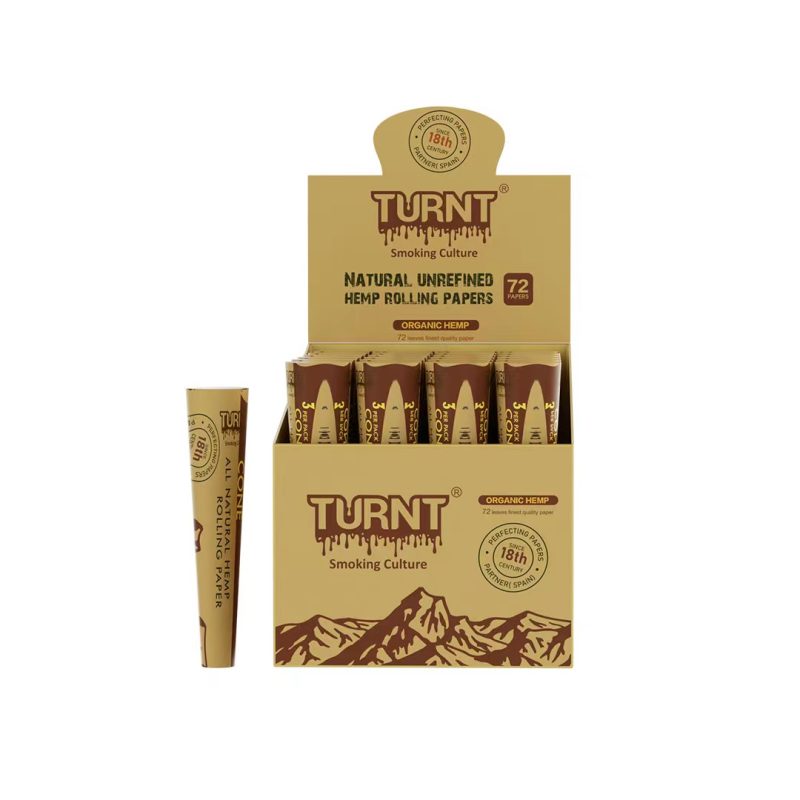 turnt 3 per pack cone natural hemp rolling paper