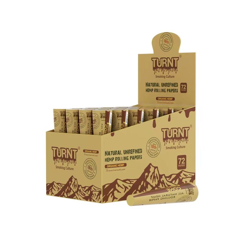 turnt 3 per pack cone natural hemp rolling paper