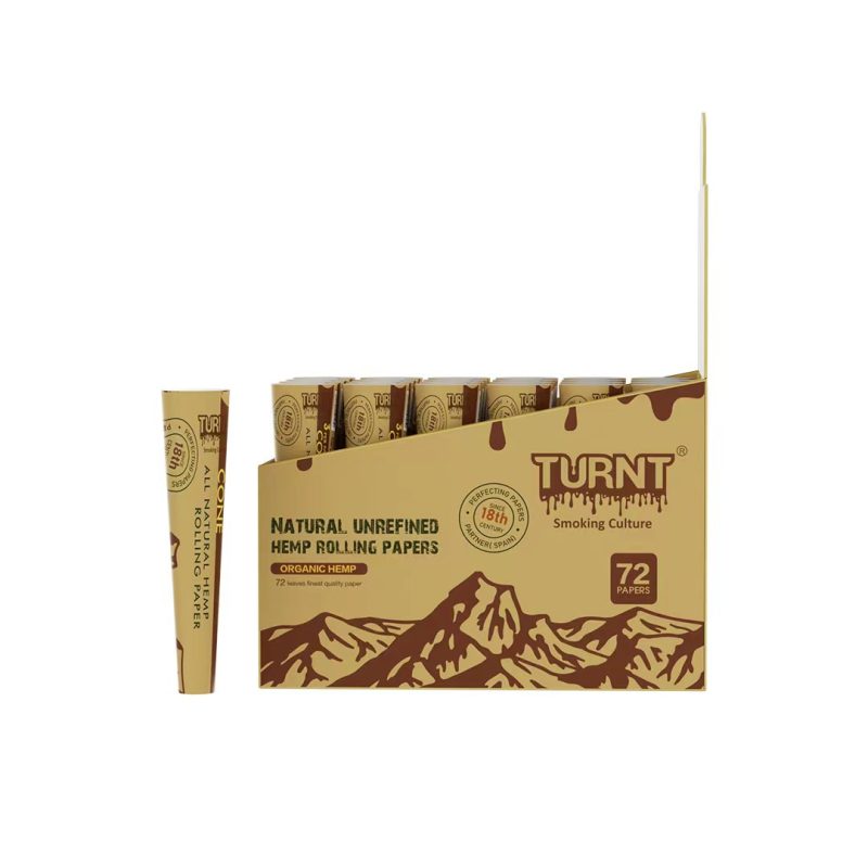 turnt 3 per pack cone natural hemp rolling paper