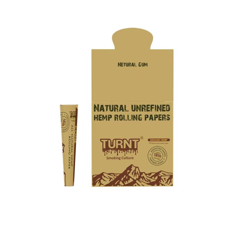 turnt 3 per pack cone natural hemp rolling paper