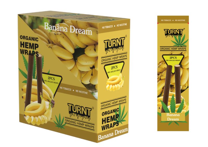 TURNT 2PCS PRE-ROLLED ORGANIC HEMP WRAPS WITH FILTERS(15PCS PER BOX)