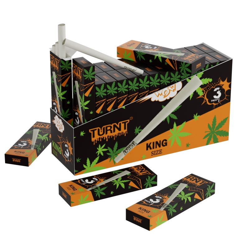 TURNT 109MM KING SIZED PRE ROLLED CONES PROMO WHITE PAPER CONES 30pcs/BOX