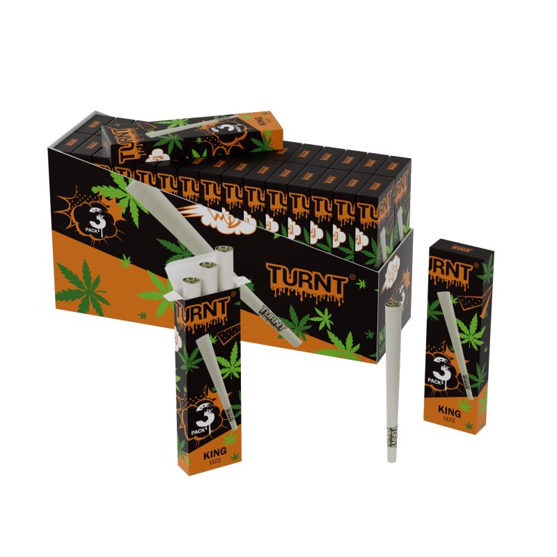 TURNT 109MM KING SIZED PRE ROLLED CONES PROMO WHITE PAPER CONES 30pcs/BOX
