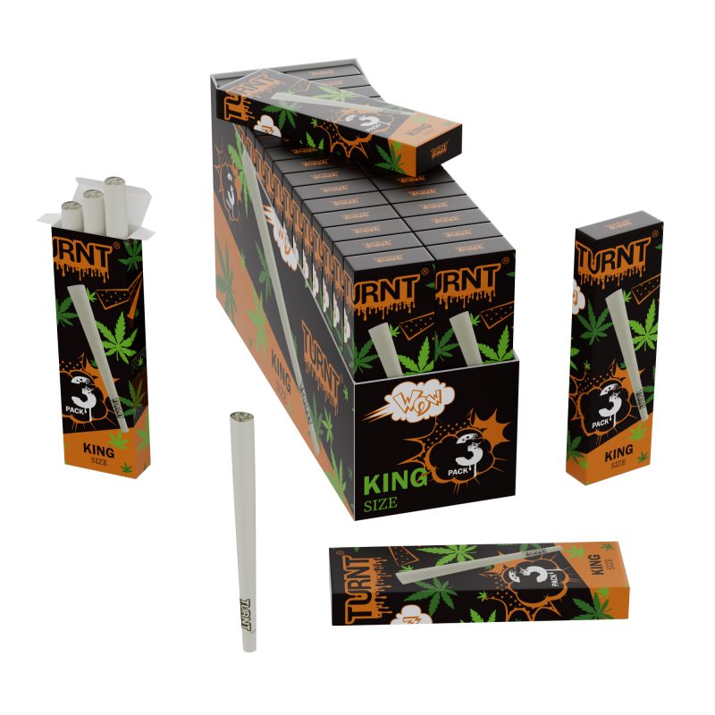 TURNT 109MM KING SIZED PRE ROLLED CONES PROMO WHITE PAPER CONES 30pcs/BOX