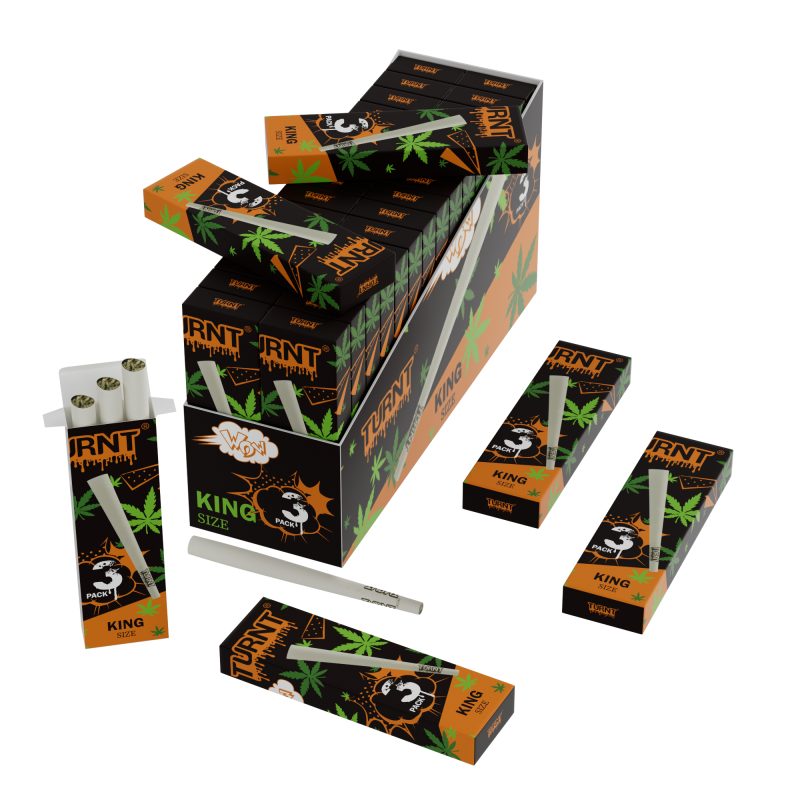 TURNT 109MM KING SIZED PRE ROLLED CONES PROMO WHITE PAPER CONES 30pcs/BOX