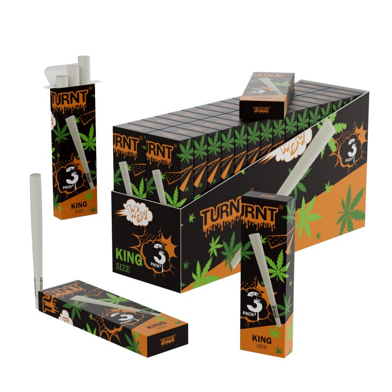 TURNT 109MM KING SIZED PRE ROLLED CONES PROMO WHITE PAPER CONES 30pcs/BOX