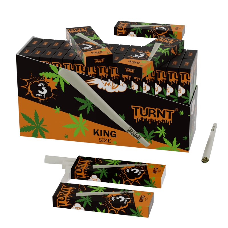 TURNT 109MM KING SIZED PRE ROLLED CONES PROMO WHITE PAPER CONES 30pcs/BOX
