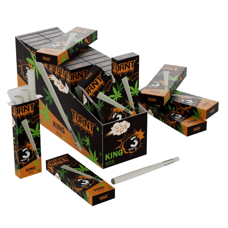 TURNT 109MM KING SIZED PRE ROLLED CONES PROMO WHITE PAPER CONES 30pcs/BOX