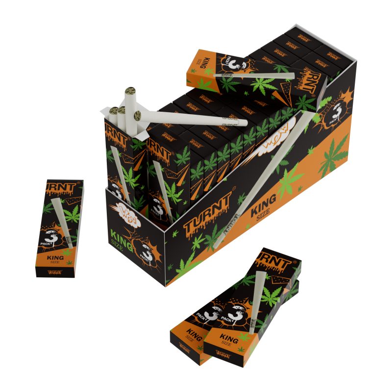 TURNT 109MM KING SIZED PRE ROLLED CONES PROMO WHITE PAPER CONES 30pcs/BOX